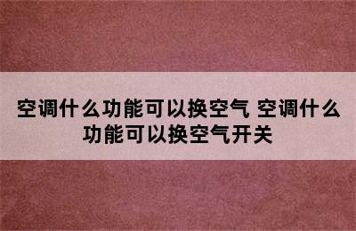 空调什么功能可以换空气 空调什么功能可以换空气开关